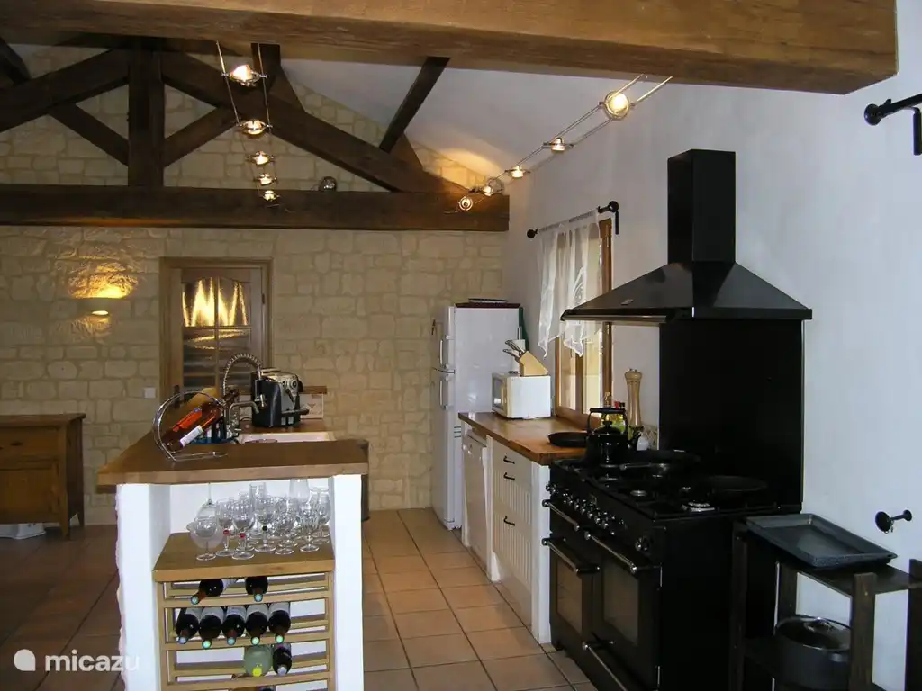 kitchen with 6 burner stove and 3 ovens