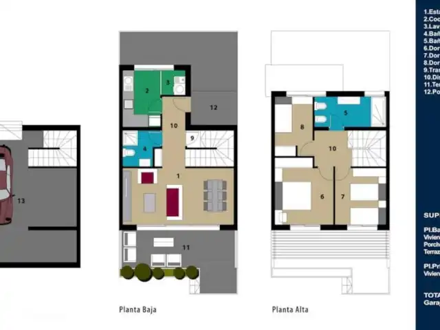 Casa Emilio - à distance de marche de la mer | Espagne, Costa Blanca, Dénia - maison mitoyenne Le plan d'étage de la maison.