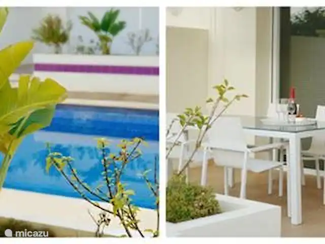 Casa Emilio - à distance de marche de la mer | Espagne, Costa Blanca, Dénia - maison mitoyenne Collage de la terrasse et de la piscine avec pataugeoire séparée
