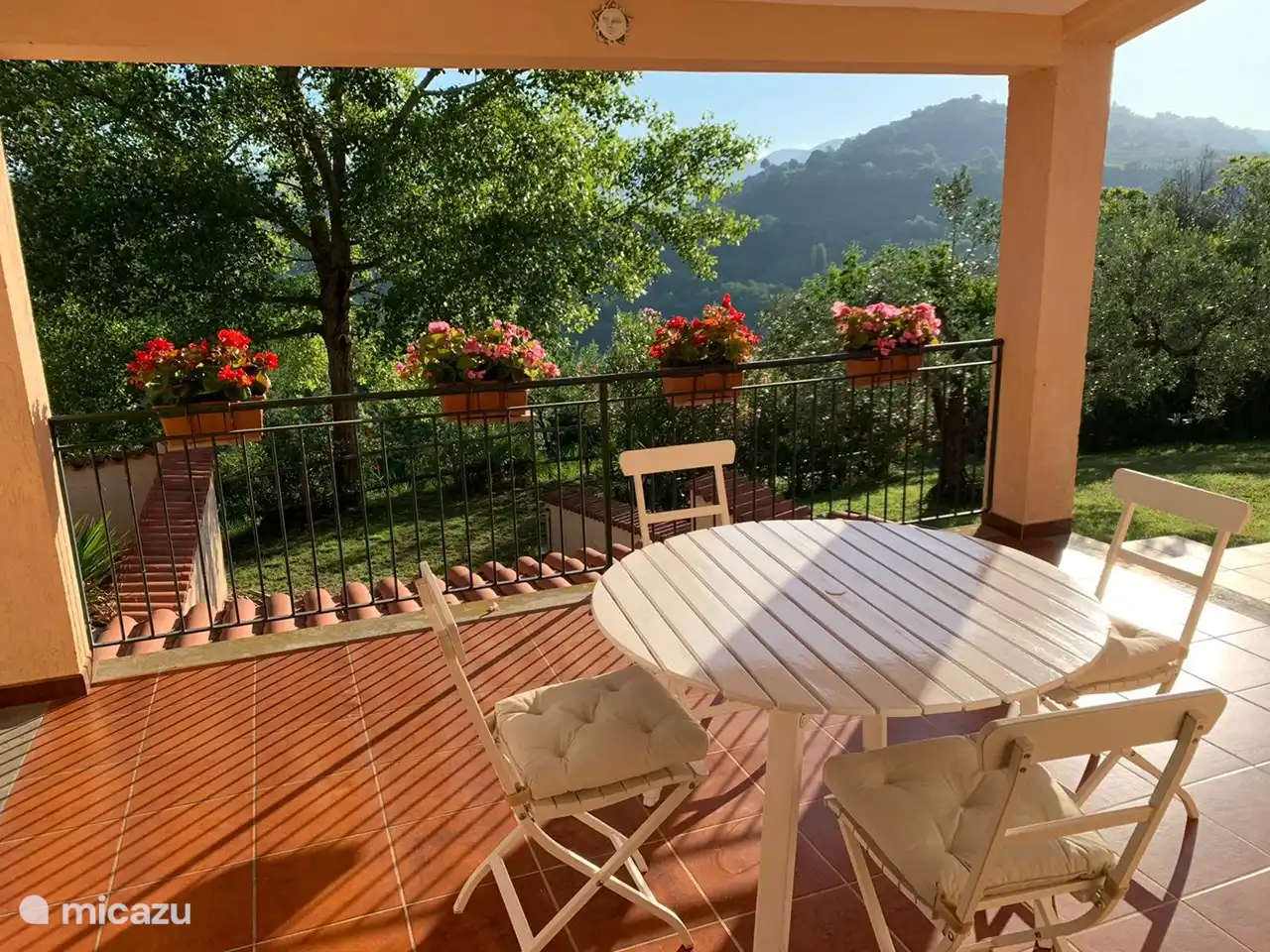 Rear terrace on the northeast side