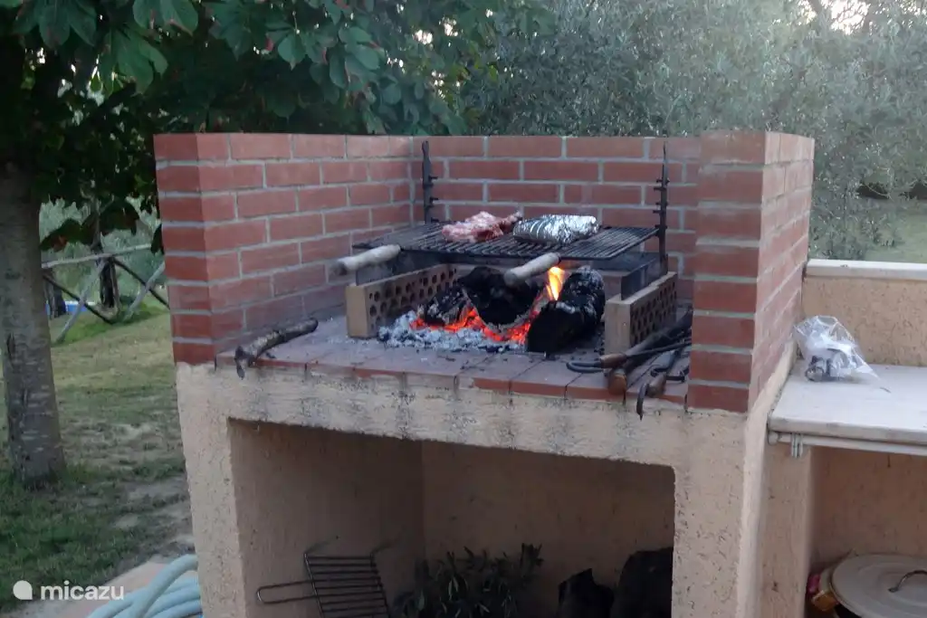 Barbecue in outdoor kitchen