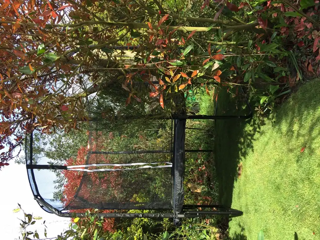 Voor onze jonge gasten staat een trampoline midden in het groen klaar. 