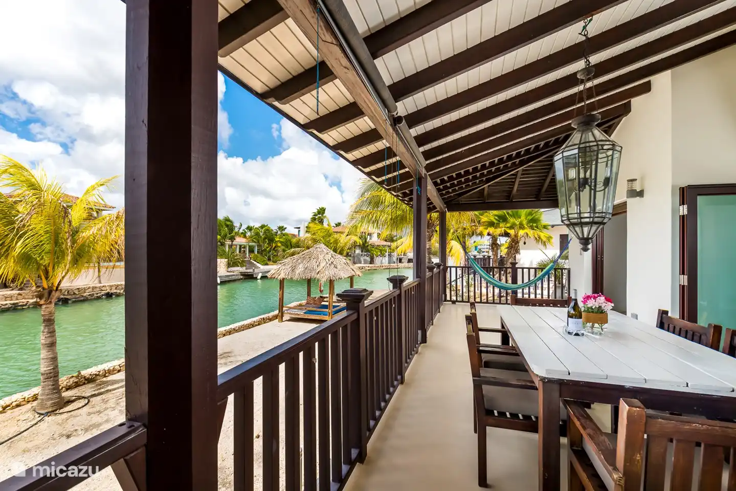The spacious terrace overlooking the lagoon.
