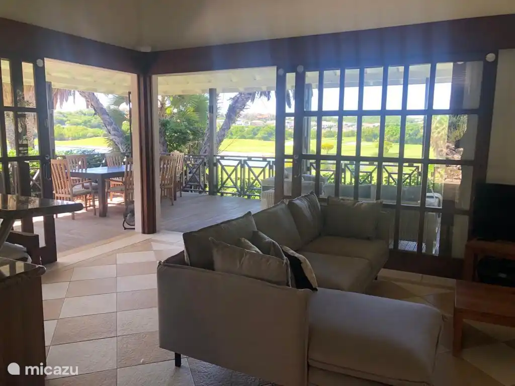 Living room with sliding doors to porch