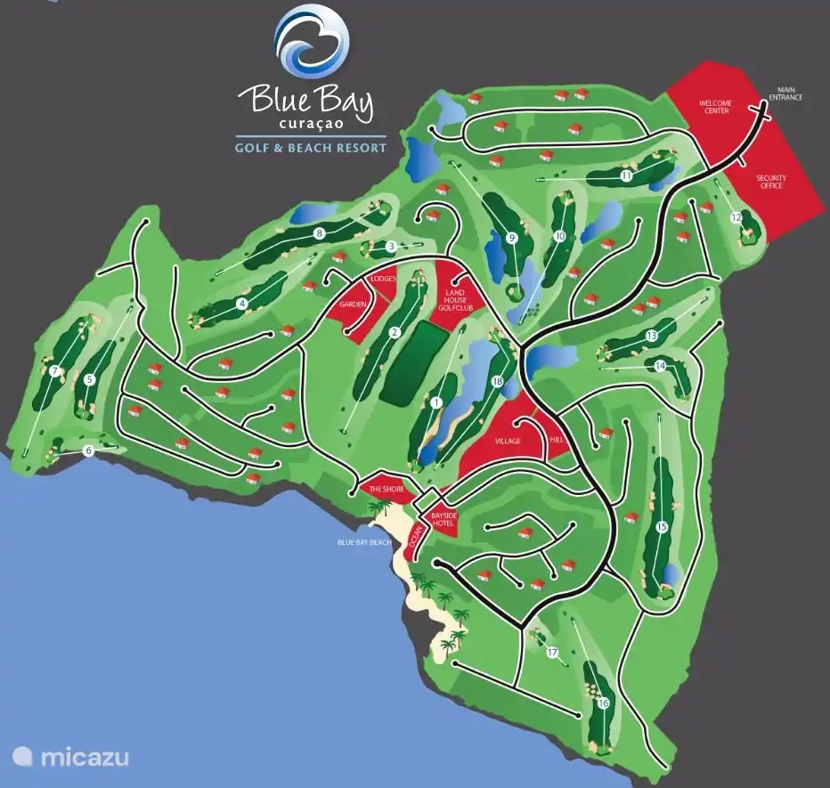 18 hole golf course. You will pass Villa 4 at hole 18.