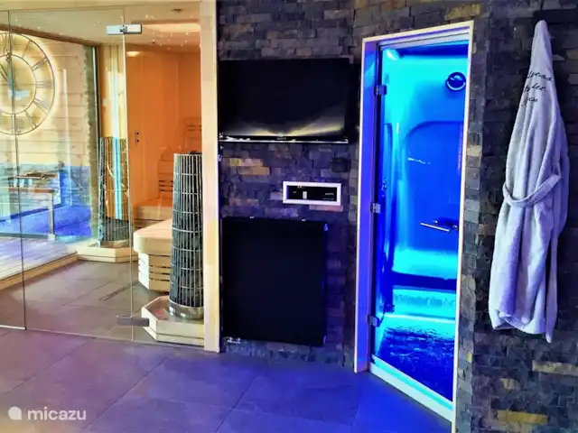 Wellness Chalet ROOS in Durbuy | Belgique, Ardennes, Bomal-sur-Ourthe - villa Le sauna, avec vue sur l’espace bien-être intérieur, le hammam