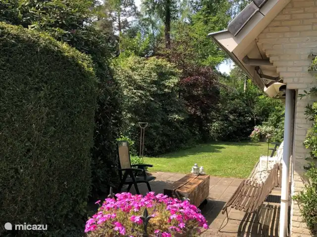Maison de vacances Sprengenbos - Epe | Pays-Bas, Gueldre, Epe - maison de vacances Jardin côté ensoleillé, accessible par la porte coulissante. Avec un banc pour une tasse de café au soleil !