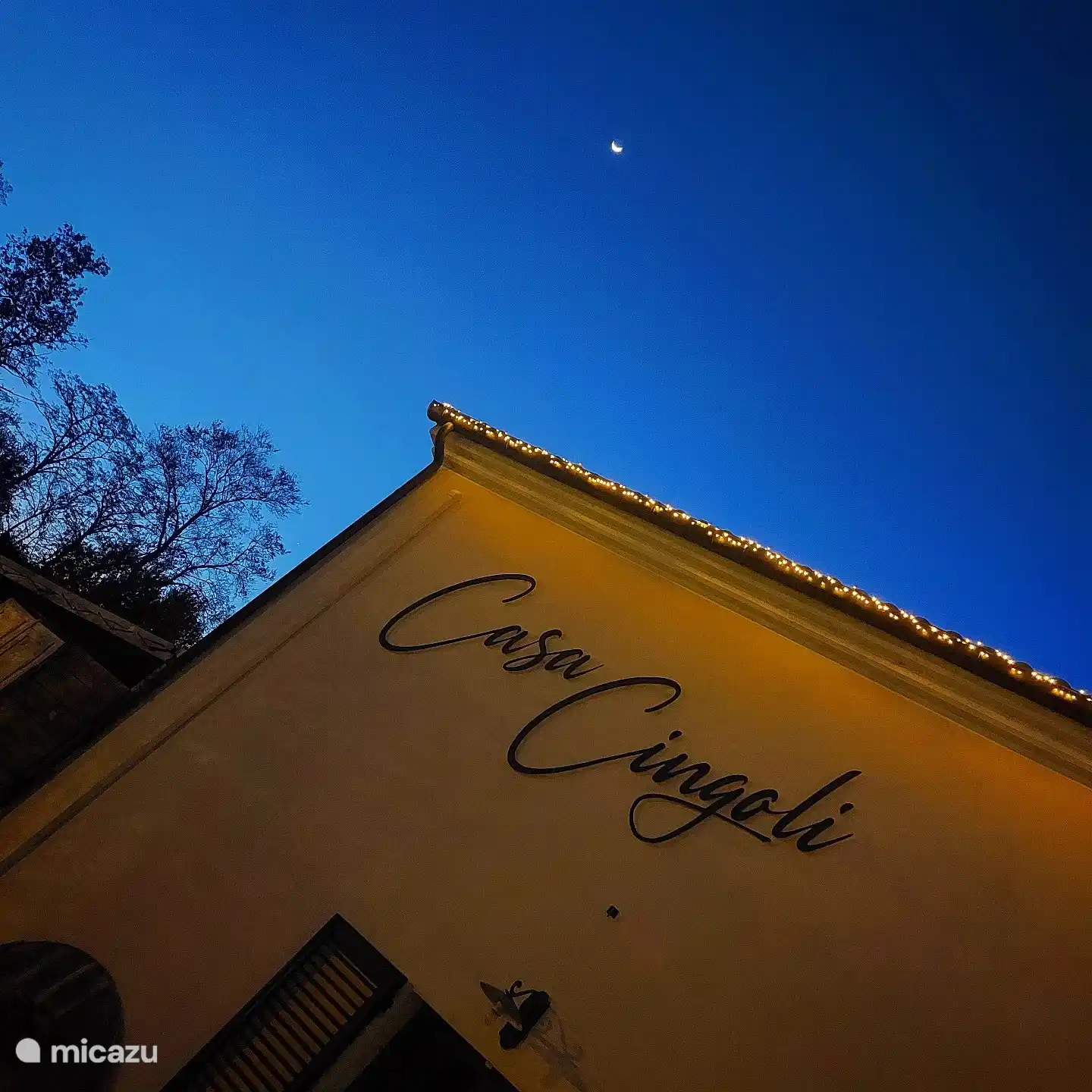 Fachada con luces encantadoras