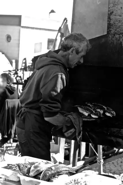 Frisch gebackene Cath des Tages am Sonntag Markt in Fusetta Setzen Sie sich einfach an einen Tisch