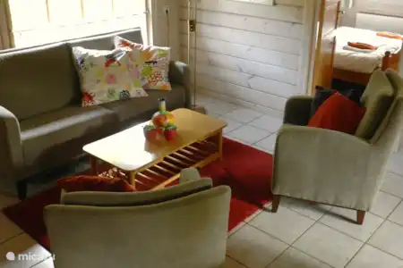 Vakantiehuis Nederland, Gelderland, Winterswijk chalet De Specht woonkamer