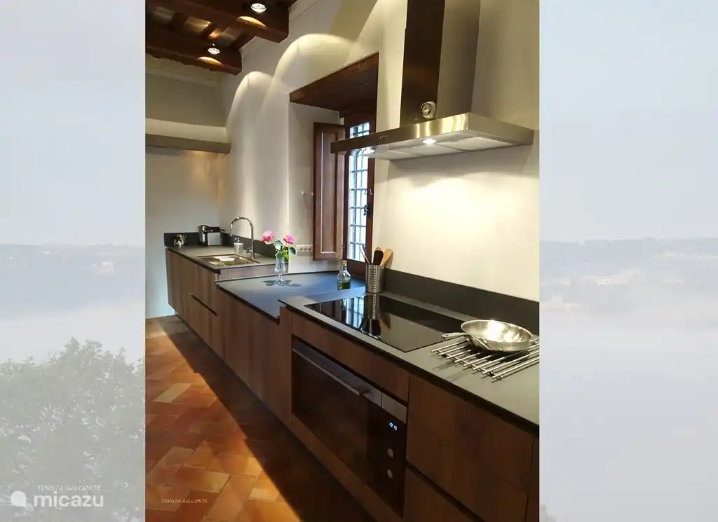 The work surfaces in the kitchen