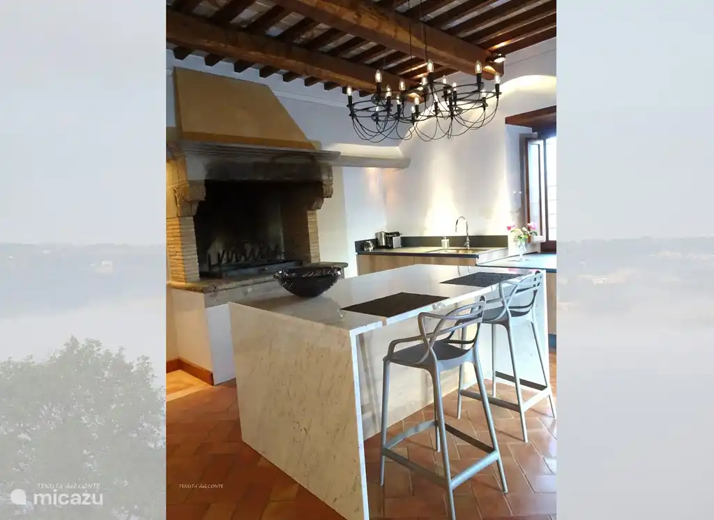 Too hot for the summer, but we can have a glass of wine by the burning fireplace