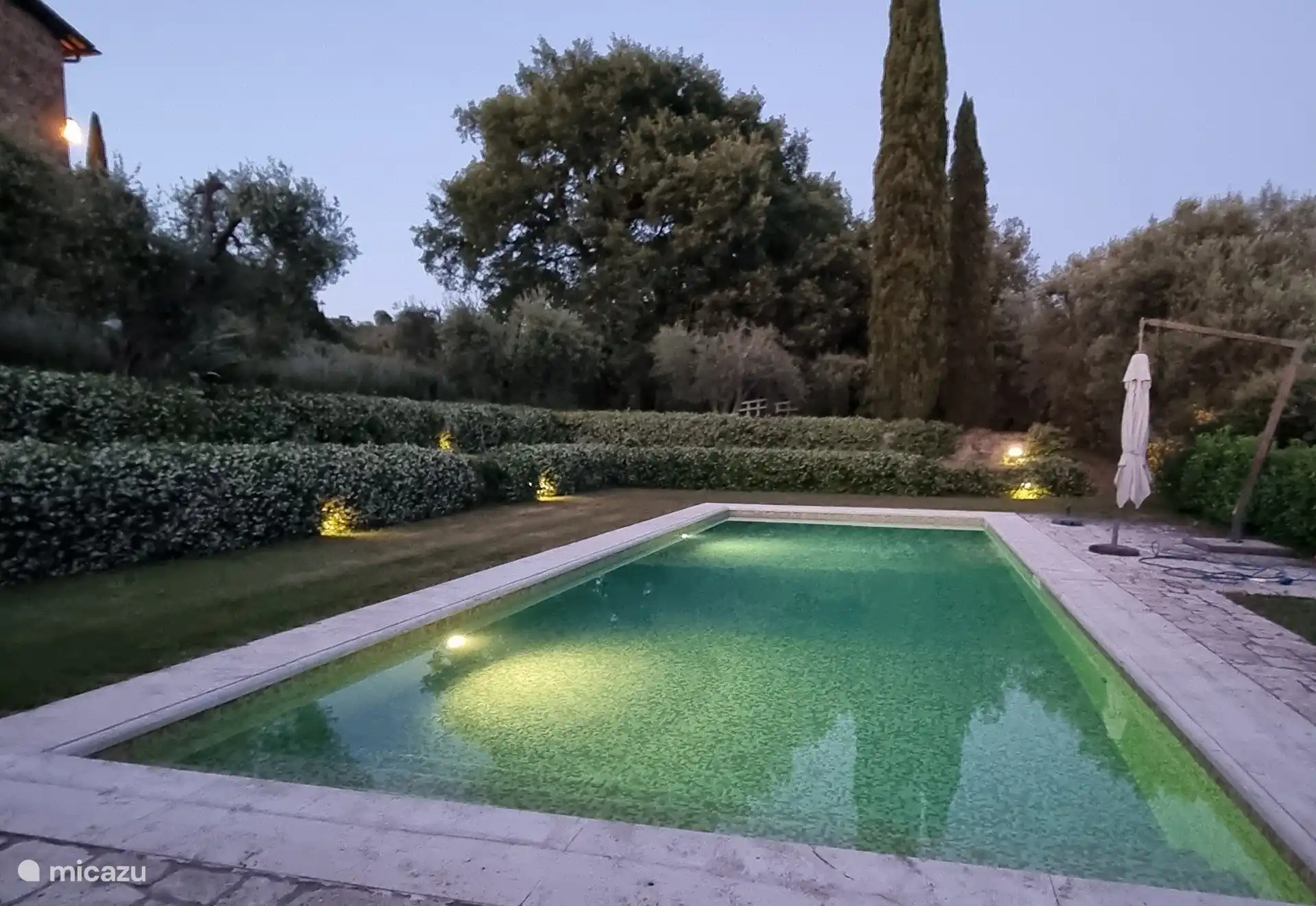 Swimming pool at dusk