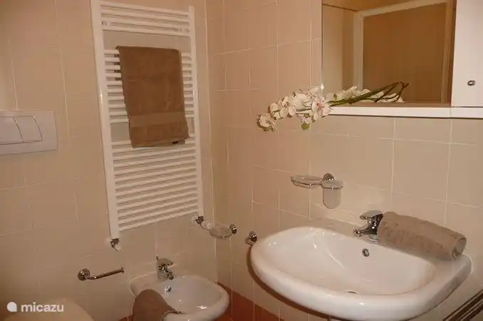 WC, Bidet und Waschbecken.