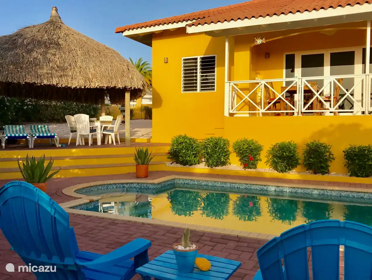 Location longue durée, Curaçao, Banda Abou (ouest), Fontein, villa Villa Meerfarbe mit Meerblick + Piscine