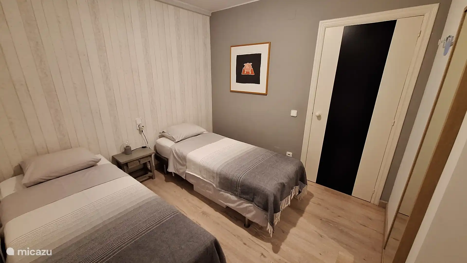 Slaapkamer 3 met 2 bedden van 0.80x2.00m