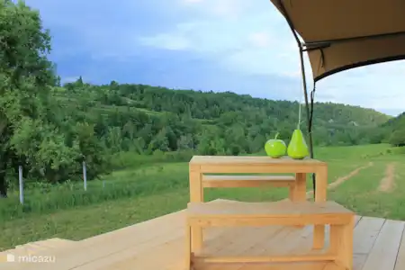 Vakantiehuis Kroatië, Karlovac, Johi glamping / safaritent / yurt Glamping Johi 4 Uitzicht vanaf het terras