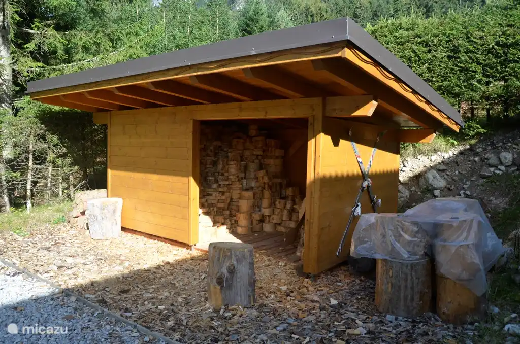 The woodshed for the Austrian "kachelofen".