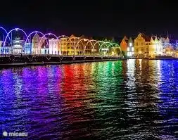 Pontoon bridge at night