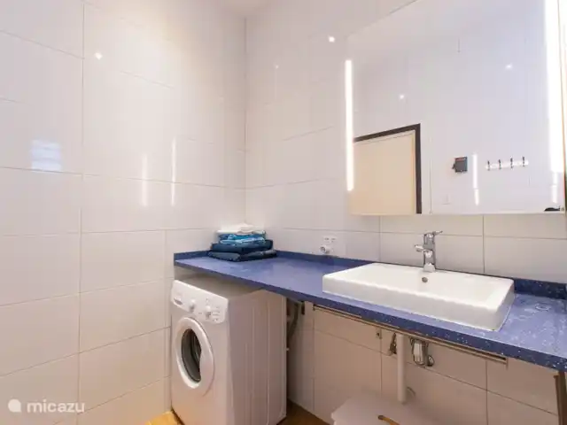 Location de Vacances Suriname, Paramaribo, Paramaribo, appartement - Icare IV évier dans un grand plan avec armoire à glace au-dessus et une machine à laver.