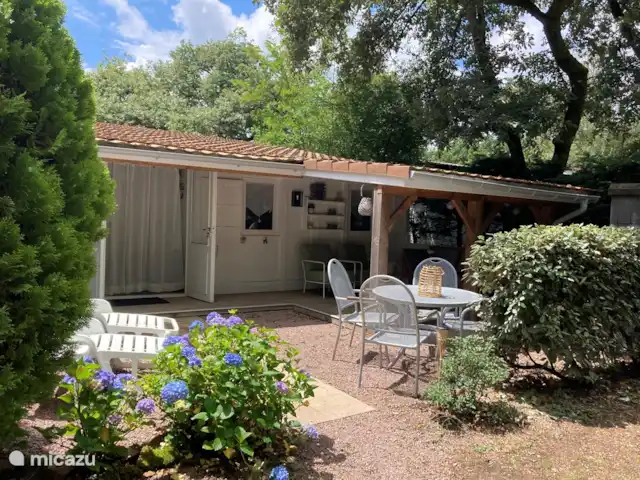 Chalet Château le Verdoyer 4**** | France, Dordogne, Champs-Romain - chalet Jardin ensoleillé avec auvent