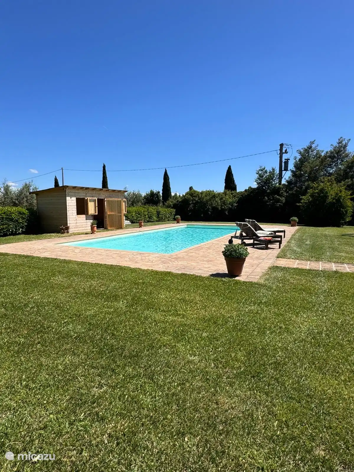 Zwembad met tuinhuisje.