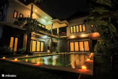 Vacation rental Indonesia, Bali, Keramas - villa Swan Keramas Bali Villa Garden, swimming pool and exterior by night