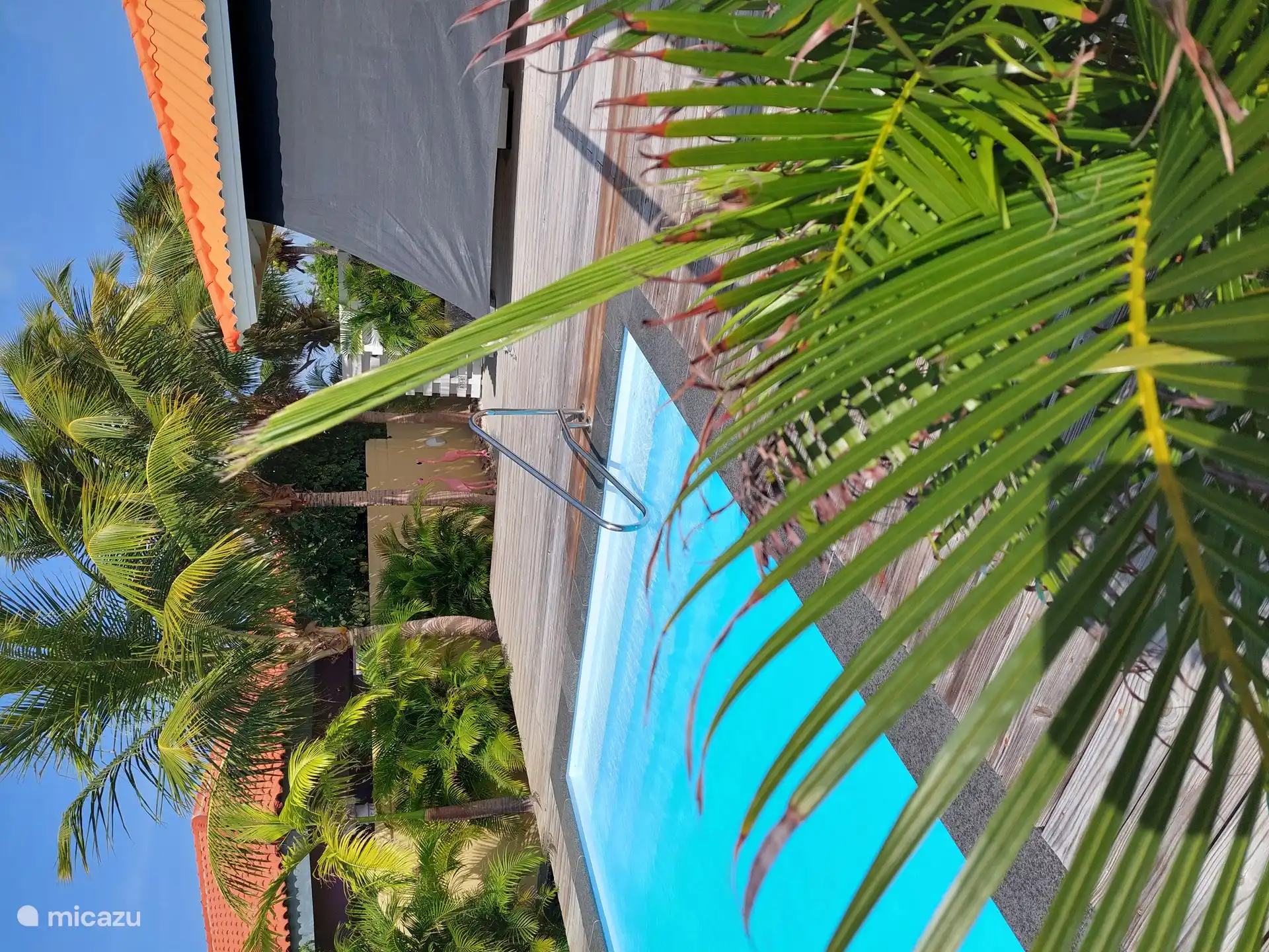 Stair railing for easy access to the pool