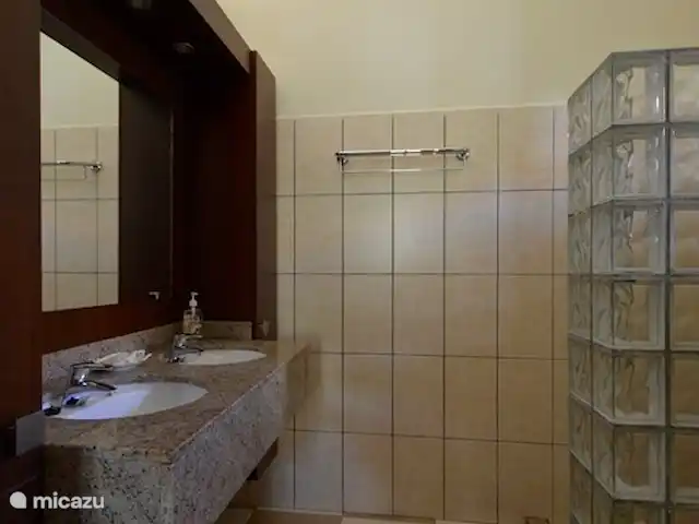 Villa XXL sur la plage de Blue Bay | Curaçao, Curaçao-Centre, Blue Bay - villa Salle de bain 2 avec 1 vasque, douche à l'italienne et WC suspendu !