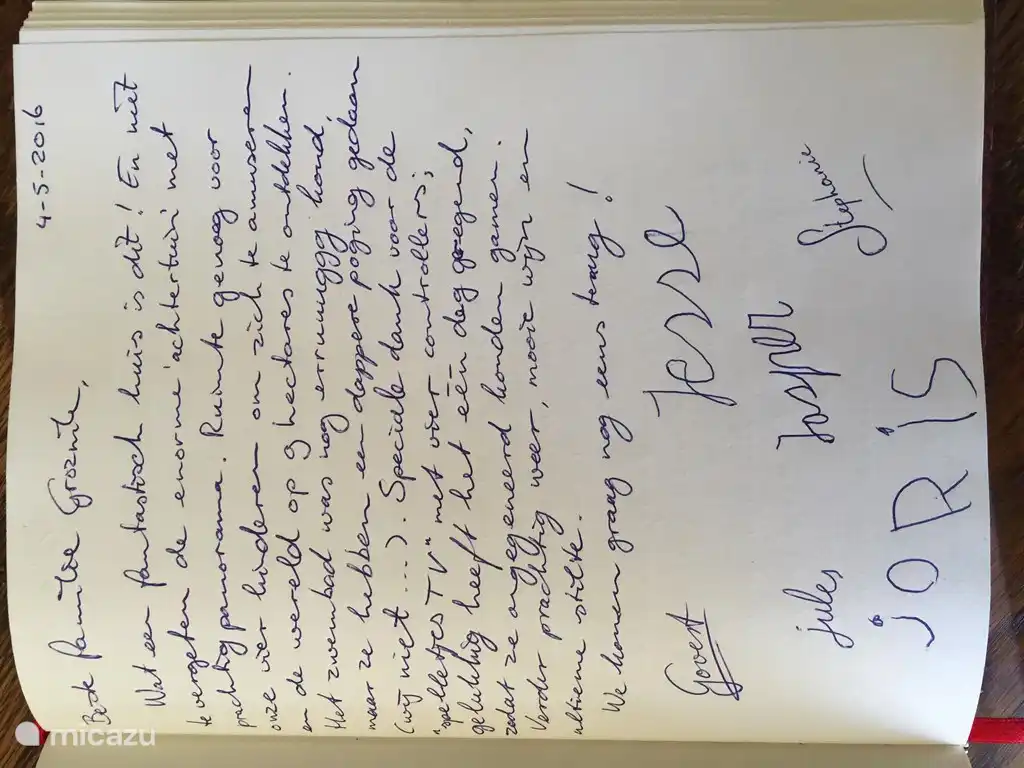 Gastenboek Pian del Gatto 2016