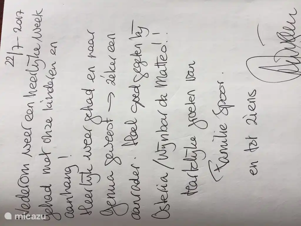 Gastenboek Pian del Gatto 2017