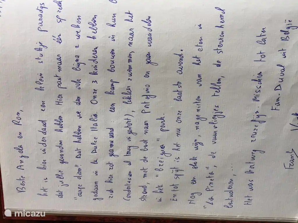 Gastenboek. Deze gasten hebben genoten van hun verblijf op Pian del Gatto. Carpe diem