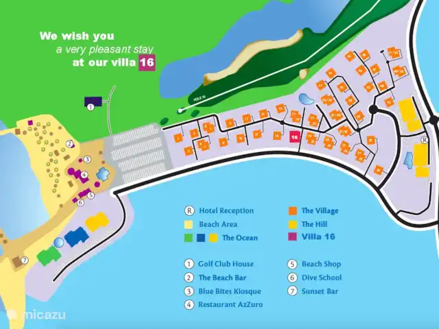 Villa 16 - Près de la piscine et de la plage | Curaçao, Curaçao-Centre, Blue Bay - villa Carte de Blue Bay