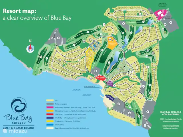 Villa Blue Bay près de la plage et de la piscine | Curaçao, Curaçao-Centre, Blue Bay - villa Plan de la station : Le Village se trouve dans la section P