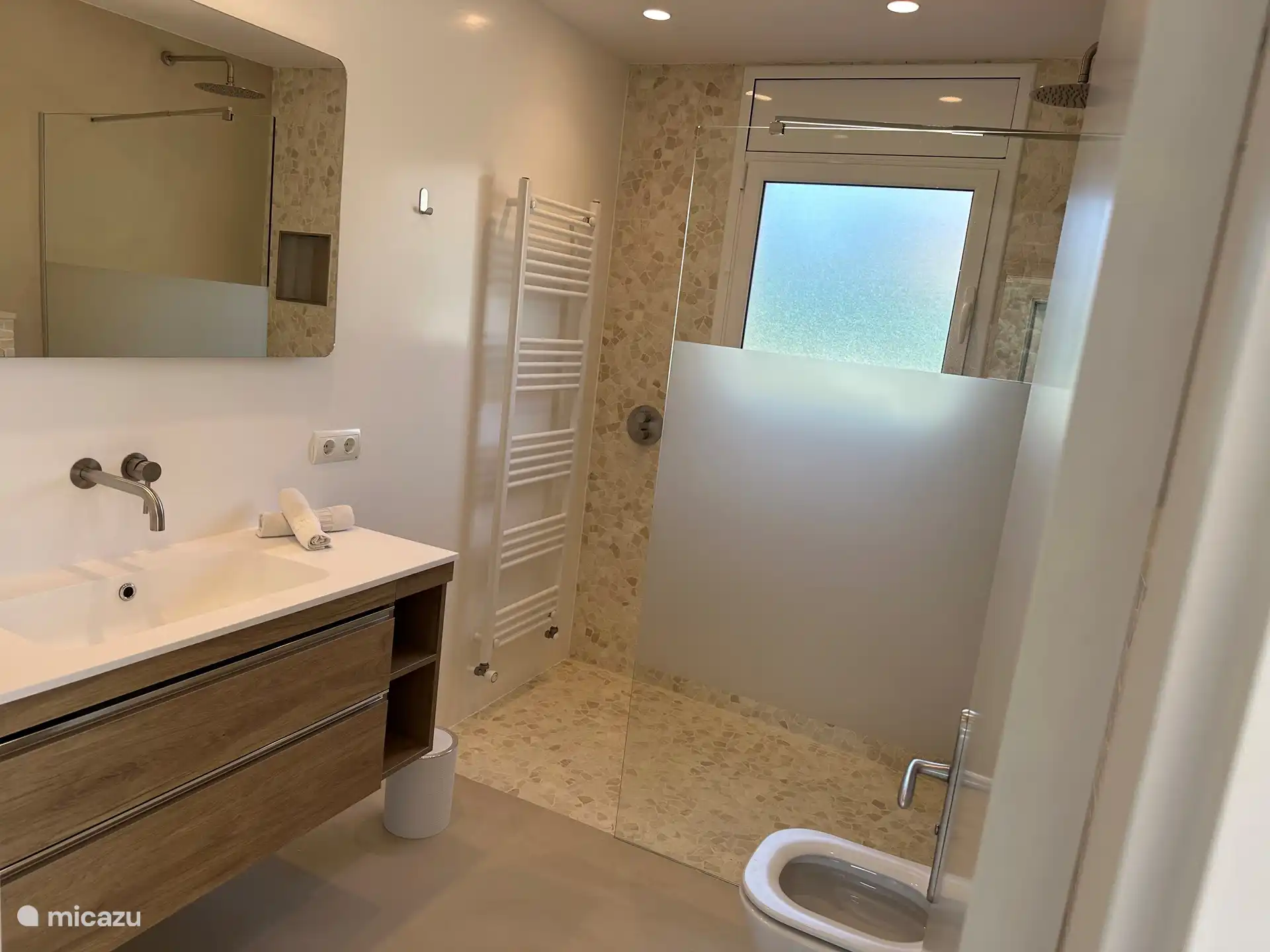 Salle de bain 3 avec douche à l'italienne, lavabo et WC