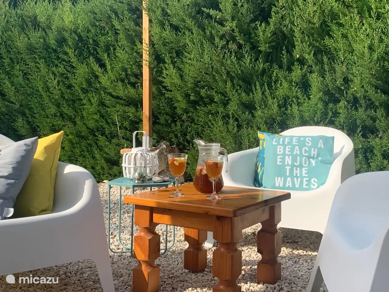 lounge set next to house