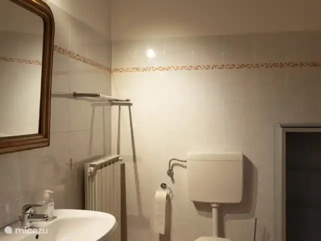 Casetta Degli Angeli | Italie, Ombrie, Ficulle - maison de vacances Salle de bain 1, rez-de-chaussée Vista sul Mare. Lavabo, toilette, douche.