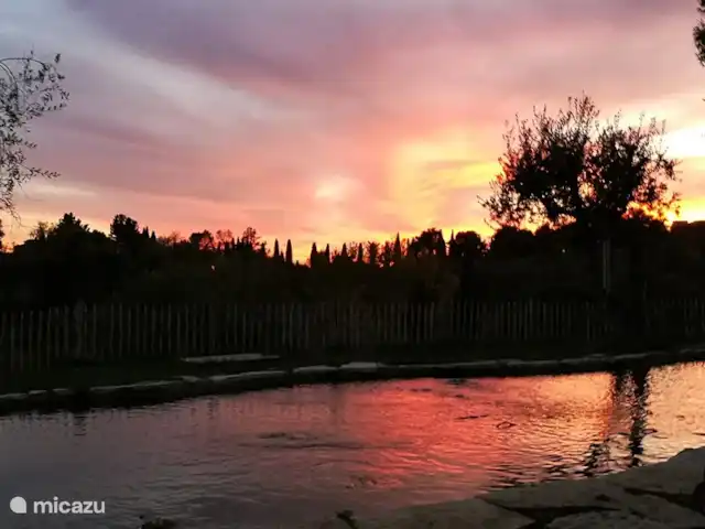 Casetta Degli Angeli | Italie, Ombrie, Ficulle - maison de vacances étang de baignade dans le ciel du soir