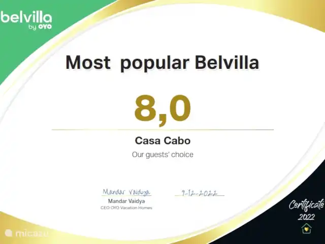 Morren | Espagne, Costa Blanca, Orihuela Costa - penthouse Belvilla Award : 'le certificat tant convoité 'Most popular Belvilla 2022' !