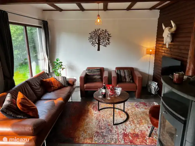 Location de Vacances Allemagne, Sauerland, Frankenau, maison de vacances - Hexenhuisje Sauerland Salon avec joli poêle à bois pour l’hiver
