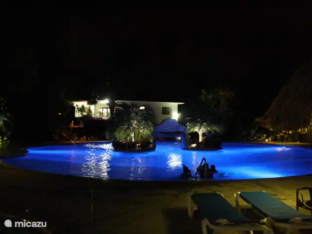 Seru Coral Apartment evt. met auto huren in Curaçao, Banda Ariba (oost), Seru Coral - appartement Zwembad in de avond