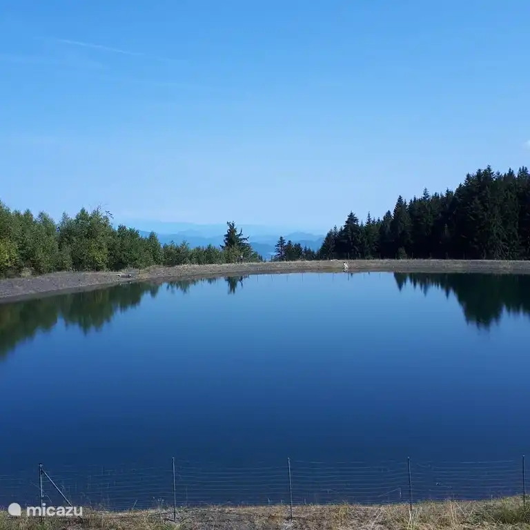 Vue depuis le téléski jusqu'au lac tampon.
Vous pouvez vous baigner dans un lac tampon sur la Gerlitze à mi-parcours d'une randonnée en montagne.