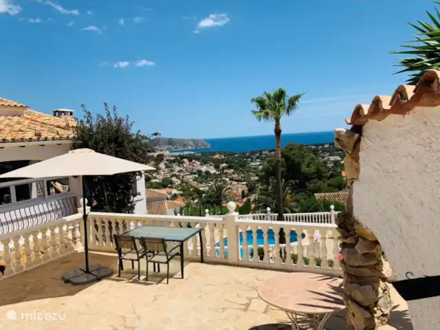 Gran Villa Beniarres with sea view in Spain, Costa Blanca, Moraira - villa Large terrace with sea view and parasol