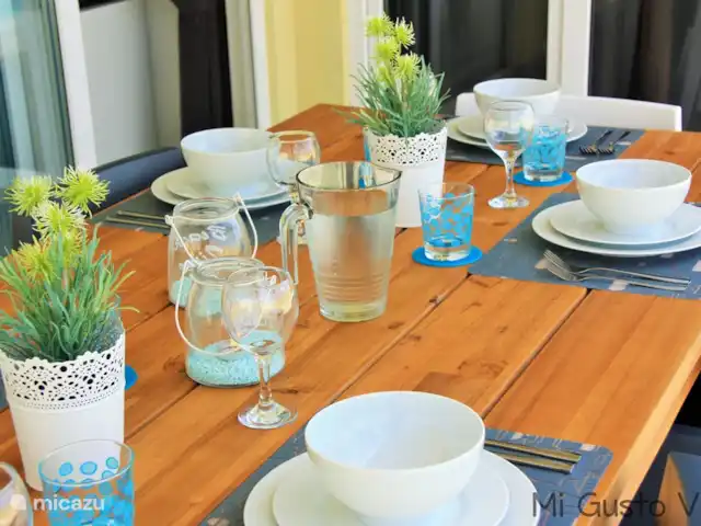 Location de Vacances Aruba, Paradera, Modanza, villa - Mi Gusto Villa La table dressée à l'extérieur