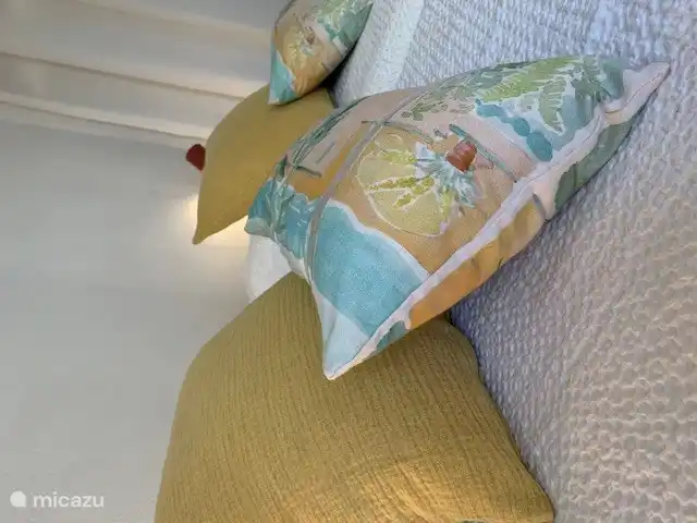 Box spring beds. Bedroom has French doors to the terrace and garden