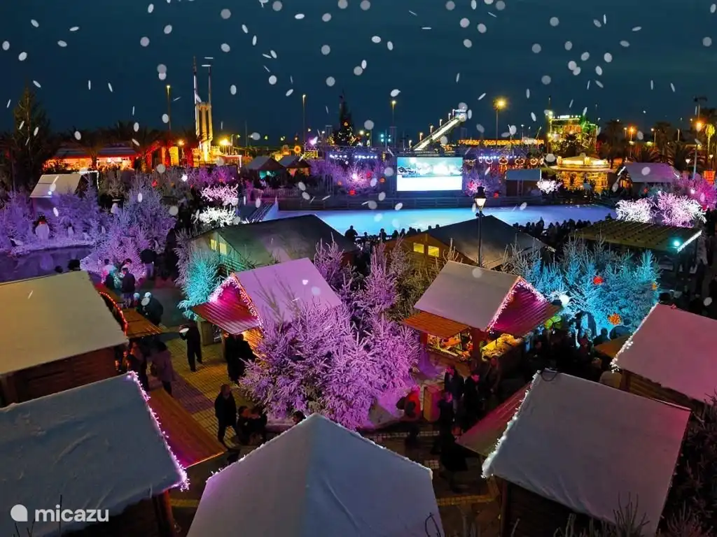 View of the very cozy and romantic Christmas market in the center of Le Barcarès