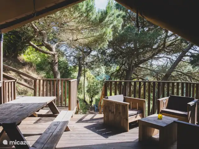 Safaritent Casa Matsu huren in Portugal, Costa de Prata, Carvalhal Benfeito - glamping / safaritent / yurt Terras bij de Safari Lodge