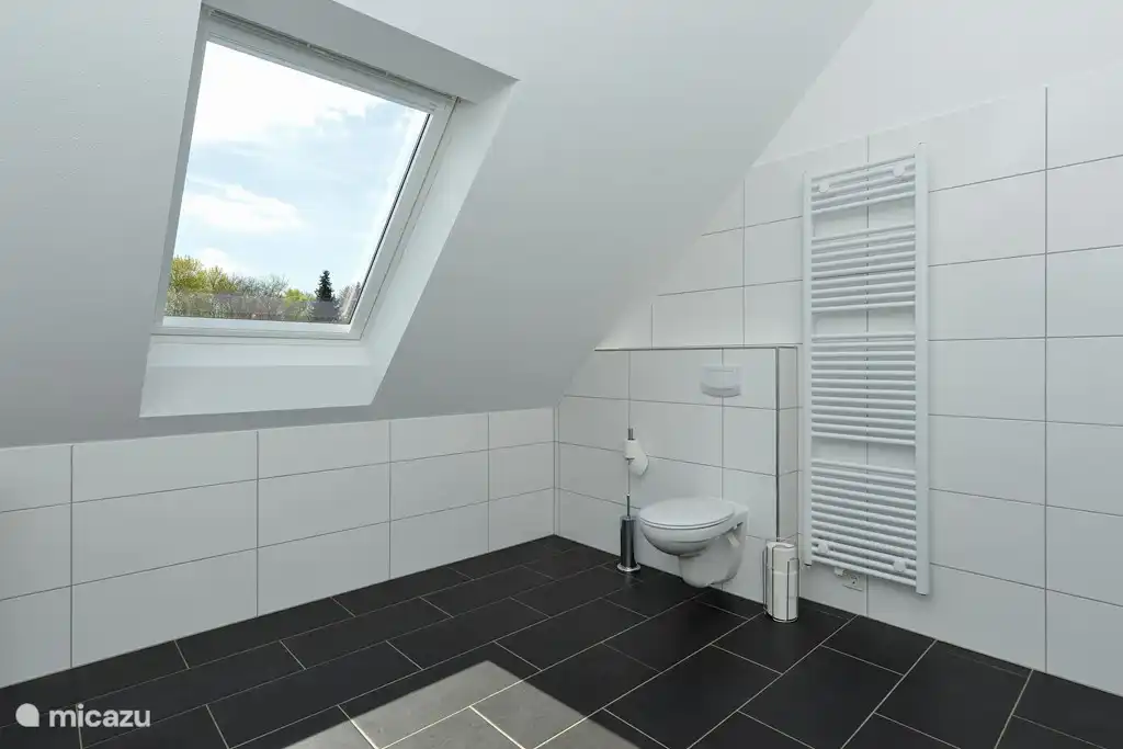 Grande salle de bain avec nouvelle cabine infrarouge (pas encore sur la photo) au 1er étage.