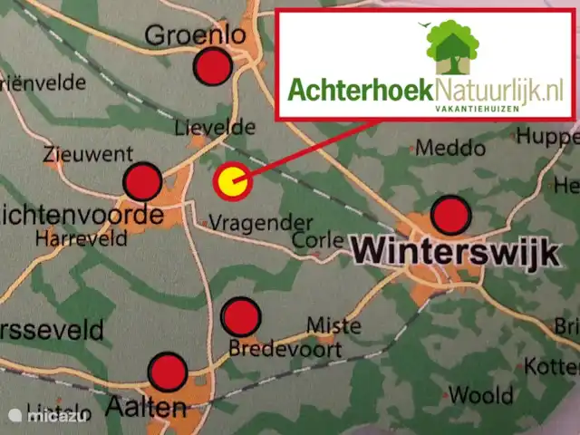 Location de Vacances Pays-Bas, Gueldre, Lievelde, maison de vacances - NatuurlijkLievelde Pour petits et grands, il y a beaucoup à découvrir et à faire dans les environs immédiats. Faites l’expérience de la mentalité d’Achterhoek ; Amical et terre-à-terre et serviable. Découvrez la nature en combinaison avec la culture et les éléments historiques. « Sentez-vous les bienvenus » et profitez des endroits idylliques.