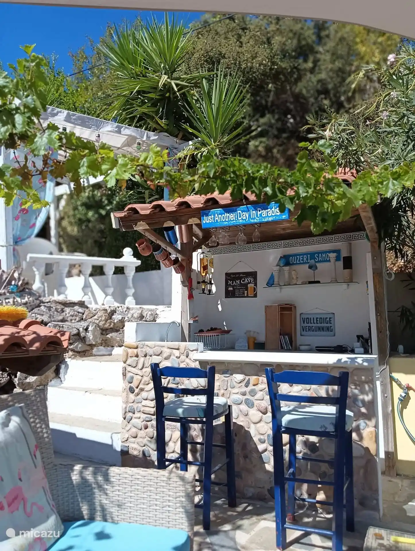 Outdoor bar upstairs private and also for guests by invitation